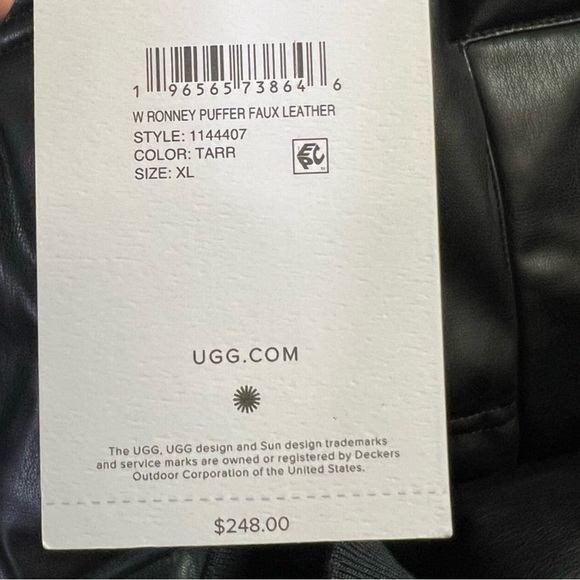 UGG Black Puffer Faux Leather Jacket - Picture 6 of 6